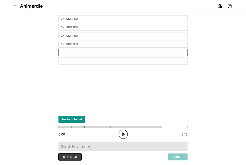 Animerdle daily anime audio guessing game homepage