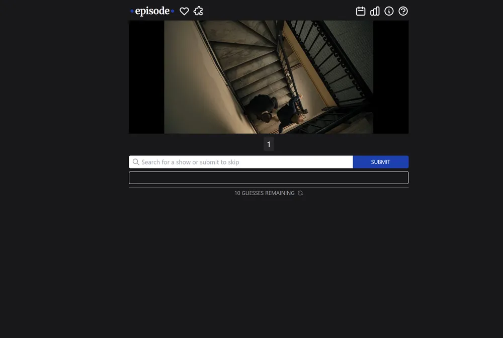 Episode weekly TV show guessing game showing a still frame and a guess box at episode.wtf