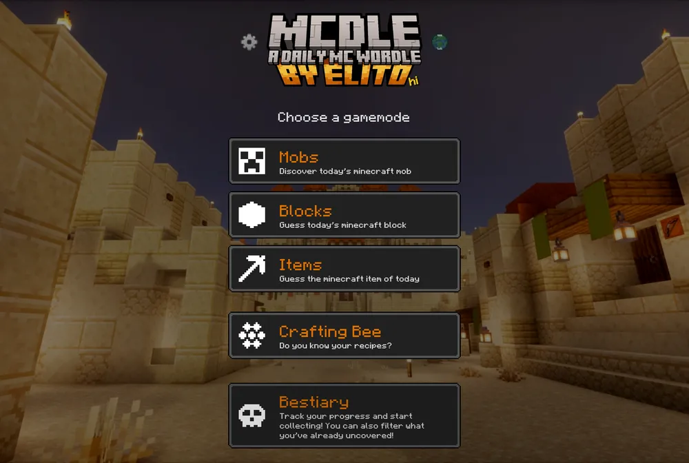 Mcdle daily Minecraft guessing game showing color-coded property clues for a mob guess
