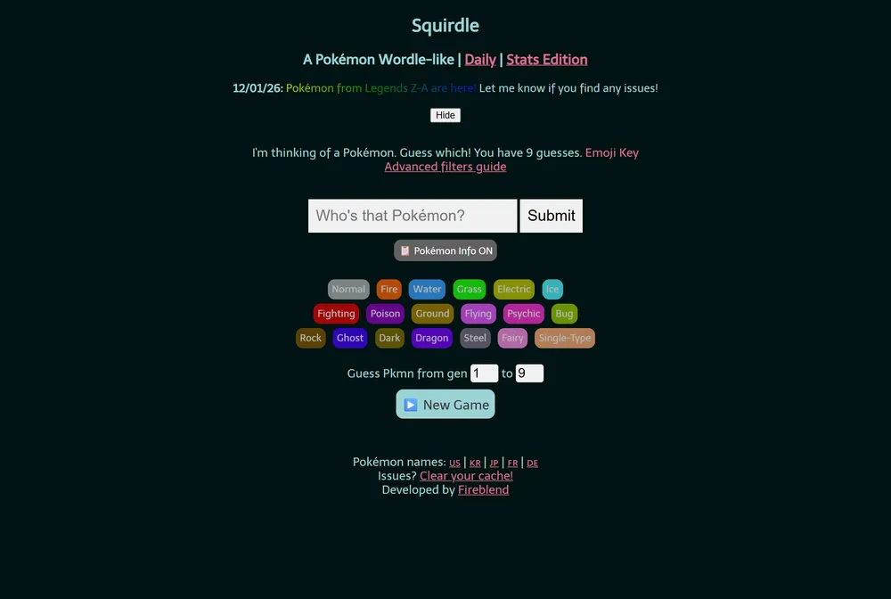 Squirdle game screenshot